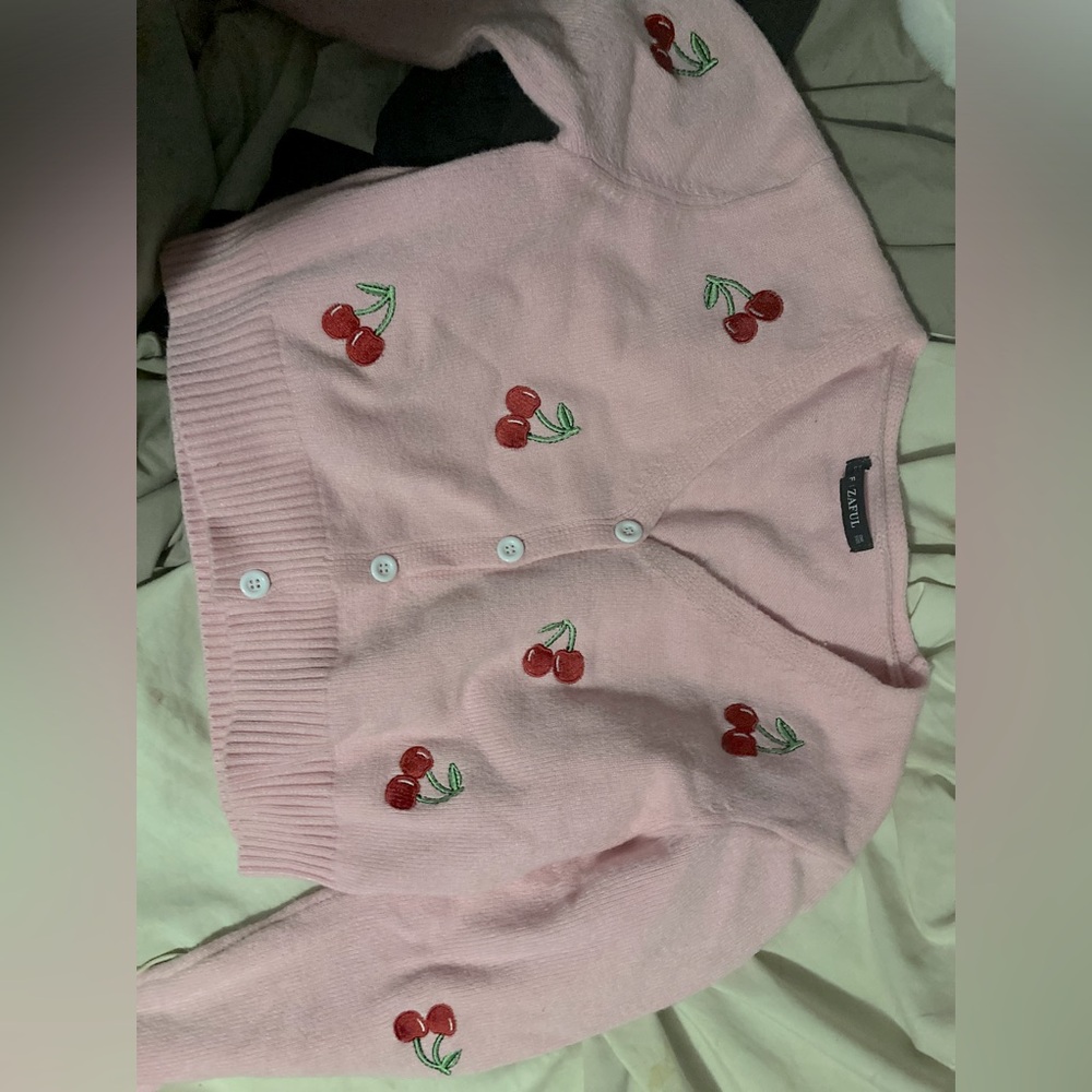 Vintage cherry cardigan warm and cuddly worn once brand new condition